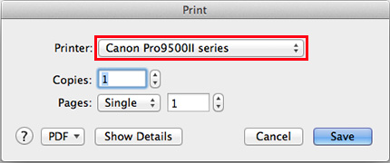 reconfirm your printer and click Show Details if they are hidden