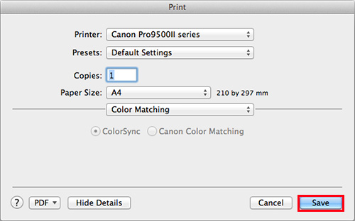 make sure that Color Sync is checked, and click Save.