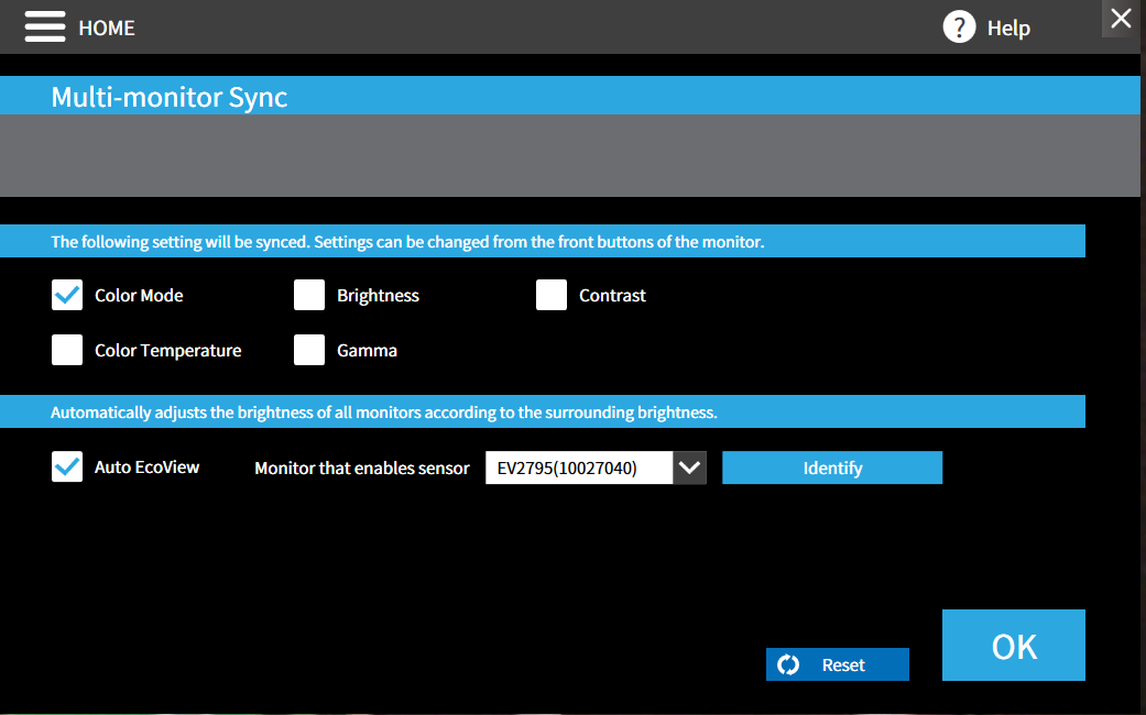 Setting of synchronization of multiple monitors.